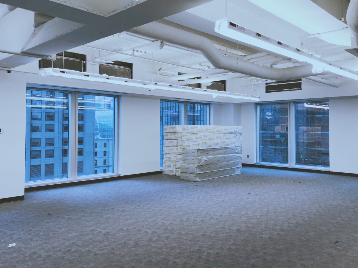 Empty office, during renovation work.